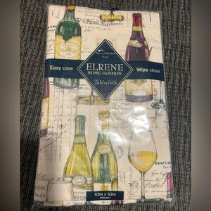 Wine Theme Vinyl Tablecloth Indoor/Outdoor 52”x 52” Square Flannel Backed NEW